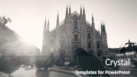  Presentation with sunrise in the city - Presentation design consisting of italian the center of milan background and a tawny brown colored foreground