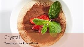  Presentation with tiramisu - Slides featuring italian-tiramisu-dessert-with-green background and a coral colored foreground