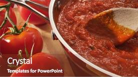  Presentation with spaghetti - PPT theme consisting of italian tomato - spaghetti sauce simmering in pan background and a tawny brown colored foreground