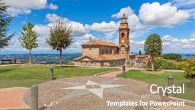 Presentation with church - Cool new slide set with italian town in piedmont northern backdrop and a coral colored foreground