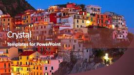  Presentation with awards night celebration - Colorful theme enhanced with italian village - manarola town at night cinque backdrop and a tawny brown colored foreground