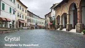  Presentation with tuscany - Beautiful presentation theme featuring italian village - montalcino - picturesque nook backdrop and a gray colored foreground