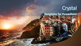  Presentation with clouds - Beautiful theme featuring italian village - stormy clouds over riomaggiore cinque backdrop and a  colored foreground