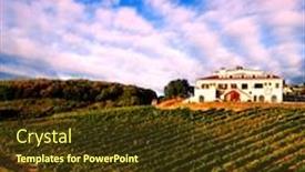  Presentation with villa - Beautiful presentation theme featuring italian vineyard at sunset with italian villa on the hill backdrop and a tawny brown colored foreground