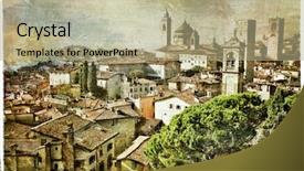  Presentation with artwork - Beautiful presentation theme featuring italy - bergamo artwork in painting backdrop and a mint green colored foreground