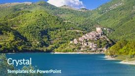  Presentation with medieval - Audience pleasing slide deck consisting of italy- castel di tora backdrop and a ocean colored foreground