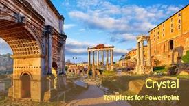  Presentation with forum - Presentation design enhanced with italy antique structures with column background and a tawny brown colored foreground