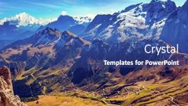  Presentation with alpine - Beautiful slide deck featuring italy-austria-winding-alpine-mountain backdrop and a ocean colored foreground