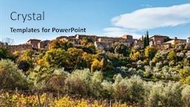  Presentation with indian village - Slide deck featuring italy-beautiful-tuscany-picturesque-village background and a light blue colored foreground