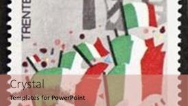  Presentation with stamp - Beautiful PPT theme featuring italy-circa-1976-a-stamp backdrop and a coral colored foreground