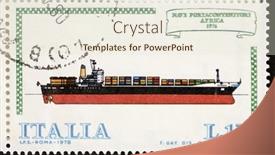  Presentation with container ship - Cool new PPT theme with landscape with red soft coral backdrop and a dark gray colored foreground.