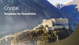  Presentation with fort - Slide set featuring italy-famous-medieval-castles background and a ocean colored foreground