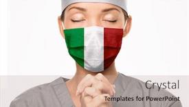  Presentation with asian doctor - Beautiful presentation theme featuring italy-flag-print-on-surgical backdrop and a mint green colored foreground
