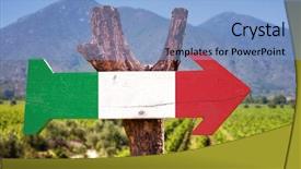  Presentation with winery - Theme featuring italy flag wooden sign with winery background background and a light blue colored foreground
