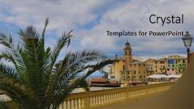  Presentation with seaport - PPT theme enhanced with italy is a resort seaport background and a light gray colored foreground