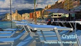  Presentation with seaport - Amazing slides having italy is a resort seaport backdrop and a ocean colored foreground