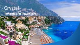  Presentation with resort - Slide set having italy-most-beautiful-scenic-resort background and a teal colored foreground