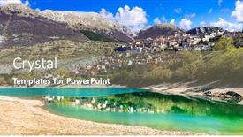 Presentation with nature village - Cool new slide set with italy-nature-beautiful-emerald-lake backdrop and a gray colored foreground