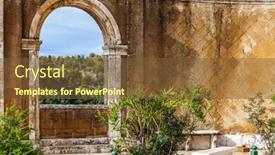  Presentation with tuscany - PPT theme having italy-southern-tuscany-overview-arch background and a tawny brown colored foreground