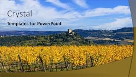  Presentation with golden yellow - Slide deck enhanced with italy-toscana-scenery-golden-vineyards background and a light blue colored foreground