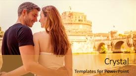  Presentation with rome - Slides enhanced with italy travel - two young adult tourist background and a  colored foreground