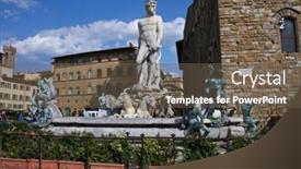  Presentation with florence piazza della signoria - Presentation having italy tuscany florence statues on piazza della signoria neptune fountain background and a tawny brown colored foreground