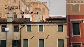 Presentation with venice - Beautiful PPT theme featuring italy-venice-old-town-building backdrop and a coral colored foreground