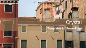  Presentation with venice - PPT layouts consisting of italy-venice-old-town-building background and a coral colored foreground