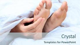  Presentation with foot pathology - Amazing presentation theme having itch - woman scratches her foot backdrop and a sky blue colored foreground
