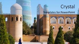  Presentation with city buildings - Colorful PPT layouts enhanced with itchan kala khiva uzbekistan backdrop and a  colored foreground
