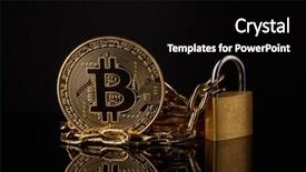  Presentation with internet security - Amazing PPT theme having itcoin and chain with padlock backdrop and a black colored foreground