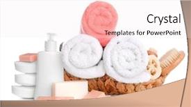  Presentation with soft white flower - Presentation design having item - basket with soft towels background and a sky blue colored foreground