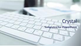  Presentation with desktop - PPT theme consisting of item analysis - close-up of a computer keyboard background and a sky blue colored foreground