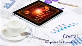  Presentation with ipad - Colorful presentation theme enhanced with item analysis - image of cup of coffee backdrop and a sky blue colored foreground