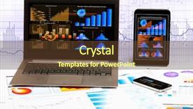  Presentation with ipad - PPT layouts having item analysis - image of ipad laptop background and a tawny brown colored foreground