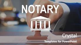  Presentation with notary - Beautiful presentation theme featuring item analysis - notary notary public in office backdrop and a violet colored foreground