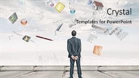  Presentation with air pollution - Cool new slide deck with items flying in air backdrop and a sky blue colored foreground