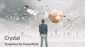  Presentation with air pollution - Presentation design featuring items flying in air background and a white colored foreground