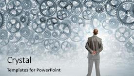  Presentation with pollution air - PPT theme featuring items flying in air background and a light gray colored foreground