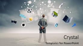  Presentation with air pollution - Presentation design consisting of items flying in air background and a light gray colored foreground