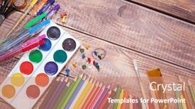  Presentation with creativity - Presentation theme enhanced with items for children's creativity background background and a coral colored foreground