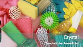  Presentation with sponges - Beautiful theme featuring items for cleaning the house backdrop and a teal colored foreground
