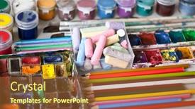  Presentation with colored pencils - Audience pleasing slide deck consisting of items-for-drawing-and-art backdrop and a  colored foreground