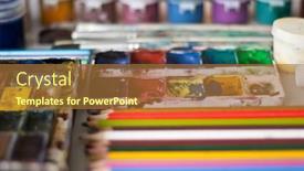  Presentation with paint art - Amazing PPT theme having items-for-drawing-and-art backdrop and a  colored foreground