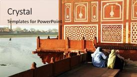  Presentation with agra - Slide set consisting of itmad-ud-daulah's tomb at agra uttar pradesh india background and a gold colored foreground