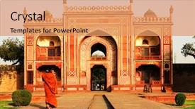  Presentation with agra - Beautiful slide deck featuring daulah's tomb at agra backdrop and a coral colored foreground