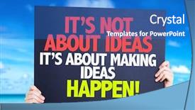  Presentation with ideas - Slides having its about making ideas happen background and a teal colored foreground