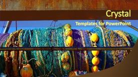  Presentation with fish port - Slide deck featuring its axis from mediterranean port background and a tawny brown colored foreground