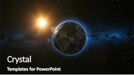  Presentation with sun star - PPT theme having its axis in black universe background and a black colored foreground