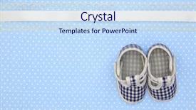  Presentation with baby shoes - Cool new slides with its boy - baby shoes on blue polka backdrop and a sky blue colored foreground